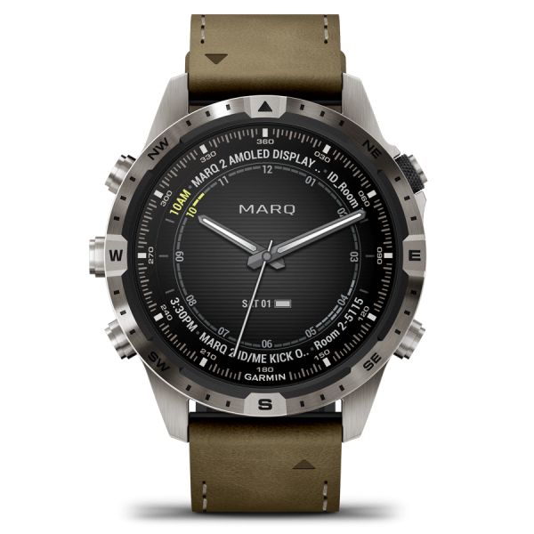 Montre Garmin Marq Gen 2 Adventurer saphir titane bracelet cuir et caoutchouc 46 mm 010-02648-31