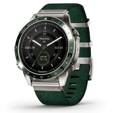 Garmin Marq Gen 2 Golfer watch sapphire titanium and ceramic green nylon strap 46 mm 010-02648-21