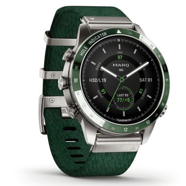 Garmin Marq Gen 2 Golfer watch sapphire titanium and ceramic green nylon strap 46 mm 010-02648-21