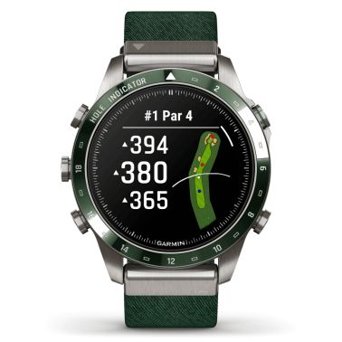 Garmin Marq Gen 2 Golfer watch sapphire titanium and ceramic green nylon strap 46 mm 010-02648-21