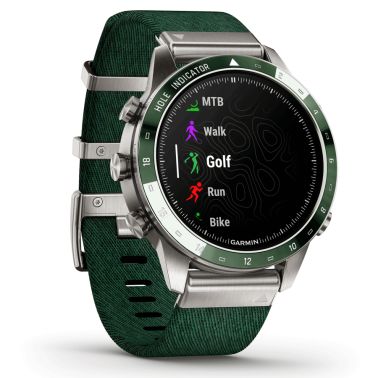 Garmin Marq Gen 2 Golfer watch sapphire titanium and ceramic green nylon strap 46 mm 010-02648-21