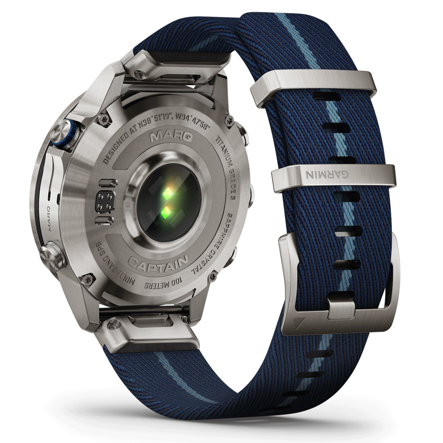 Garmin Marq Gen 2 Captain sapphire titanium and ceramic watch with blue nylon strap 46 mm 010-02648-11
