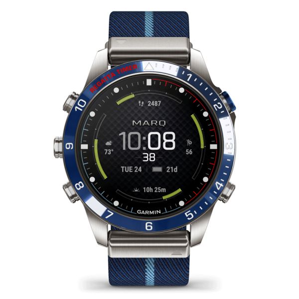 Garmin Marq Gen 2 Captain sapphire titanium and ceramic watch with blue nylon strap 46 mm 010-02648-11