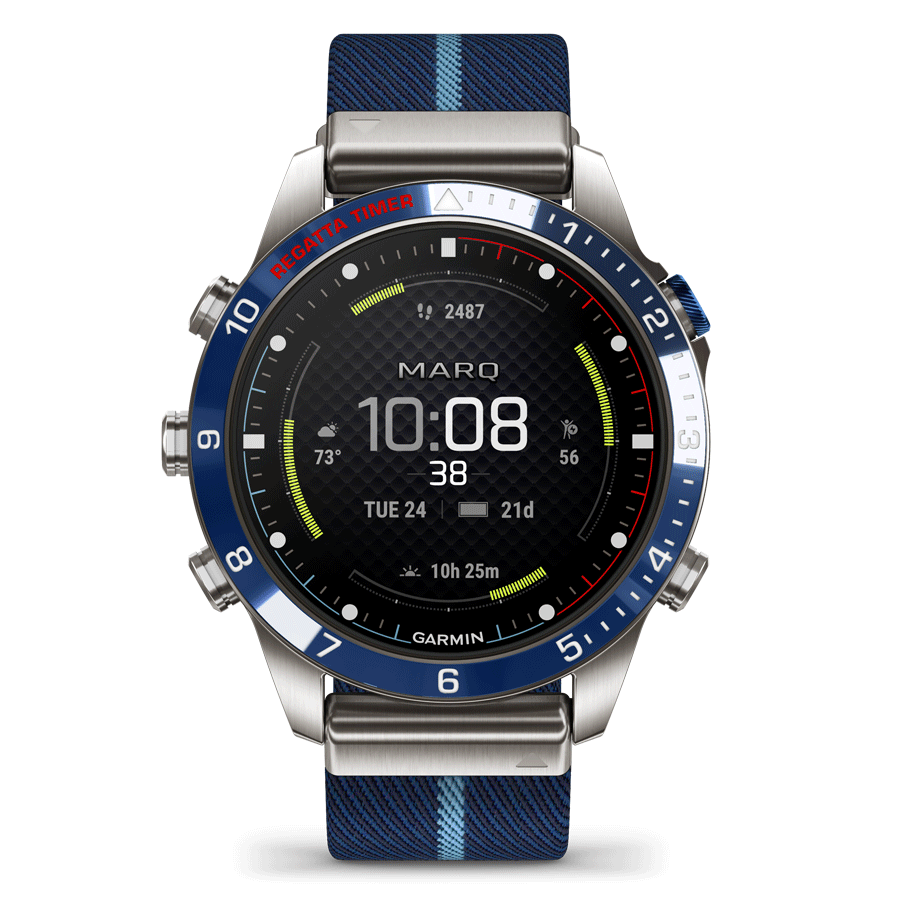 Garmin Marq Gen 2 Captain sapphire titanium and ceramic watch with blue nylon strap 46 mm 010-02648-11