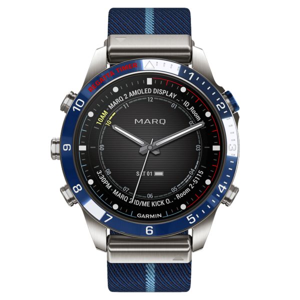 Garmin Marq Gen 2 Captain sapphire titanium and ceramic watch with blue nylon strap 46 mm 010-02648-11