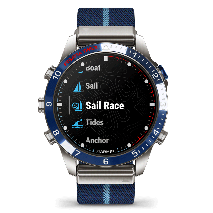 Garmin Marq Gen 2 Captain sapphire titanium and ceramic watch with blue nylon strap 46 mm 010-02648-11
