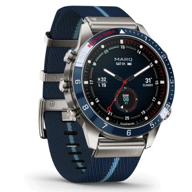 Garmin Marq Gen 2 Captain sapphire titanium and ceramic watch with blue nylon strap 46 mm 010-02648-11
