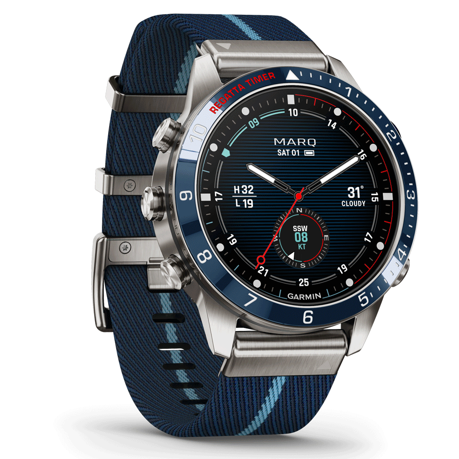 Montre Garmin Marq Gen 2 Captain saphir titane et céramique bracelet nylon 46 mm 010-02648-11