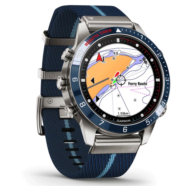Montre Garmin Marq Gen 2 Captain saphir titane et céramique bracelet nylon 46 mm 010-02648-11