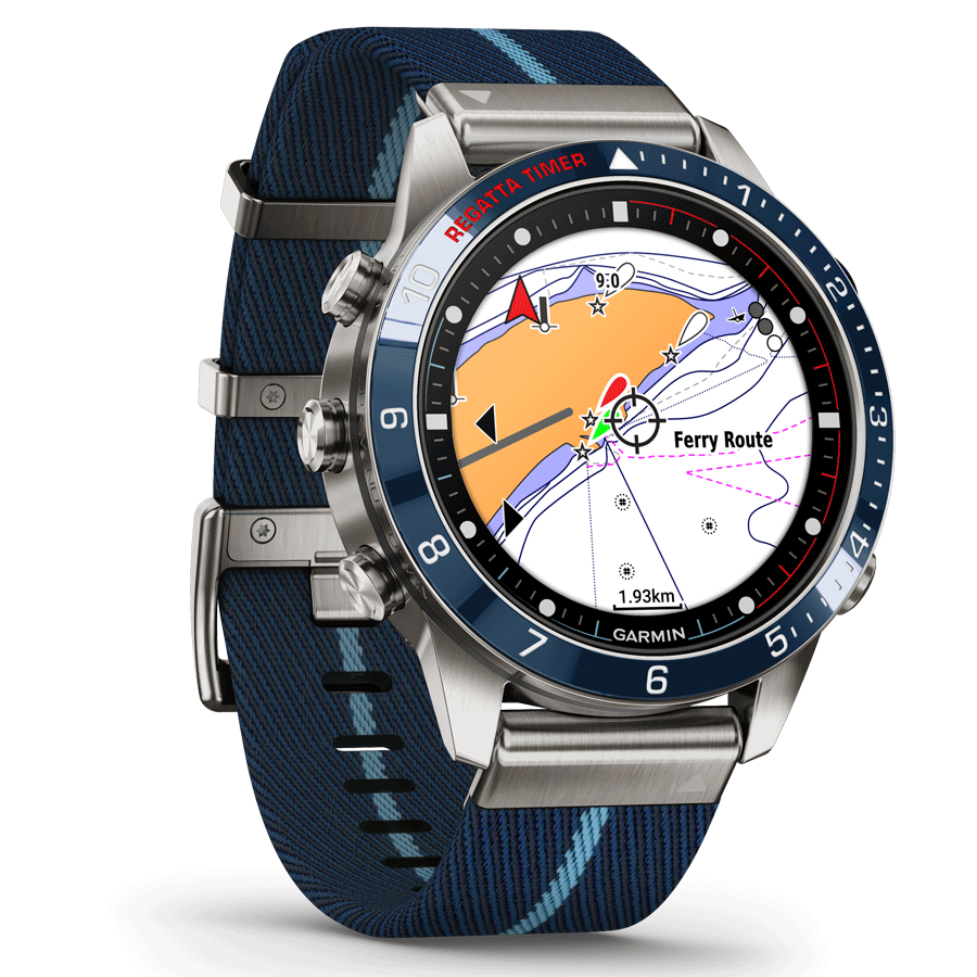 Garmin Marq Gen 2 Captain sapphire titanium and ceramic watch with blue nylon strap 46 mm 010-02648-11