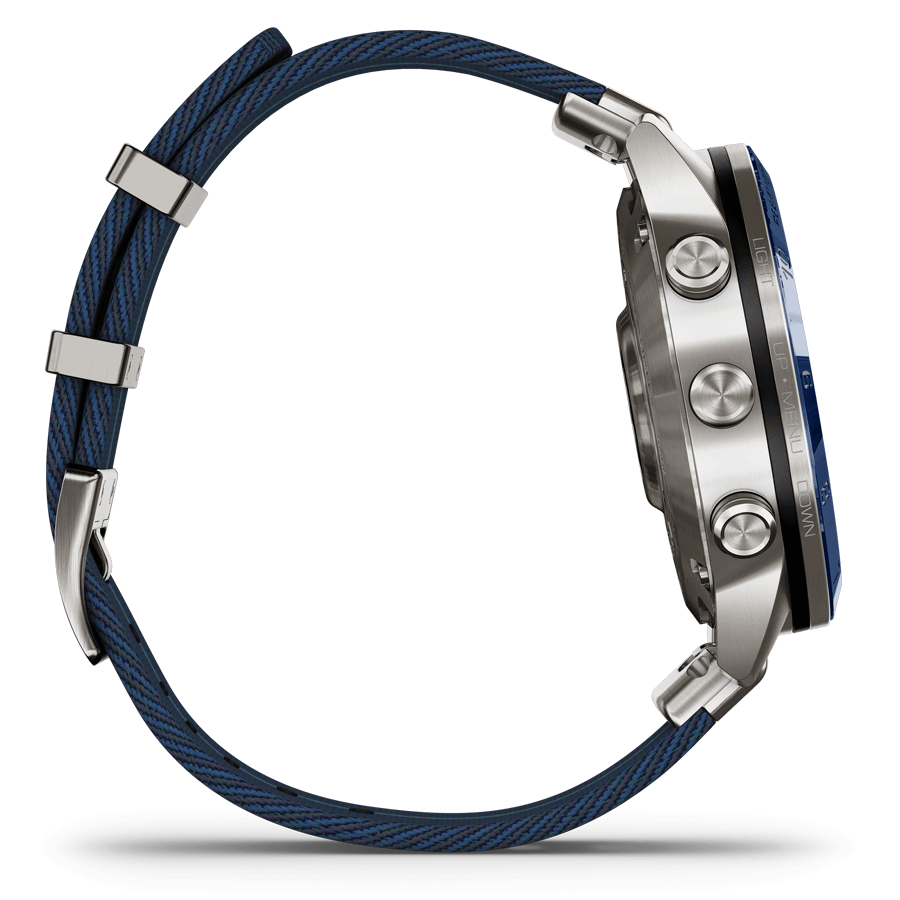 Garmin Marq Gen 2 Captain sapphire titanium and ceramic watch with blue nylon strap 46 mm 010-02648-11