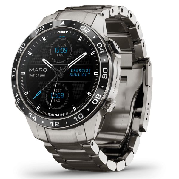 Garmin Marq Gen 2 Aviator watch sapphire titanium and ceramic bracelet 46 mm 010-02648-01