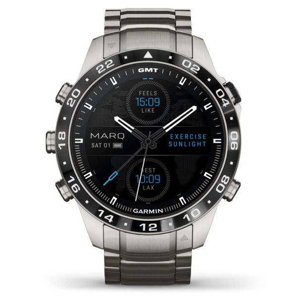 Montre Garmin Marq Gen 2 Aviator saphir titane et céramique bracelet titane 46 mm 010-02648-01