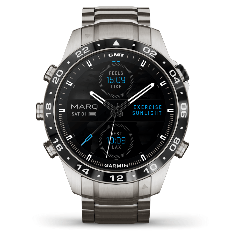 Montre Garmin Marq Gen 2 Aviator saphir titane et céramique bracelet titane 46 mm 010-02648-01