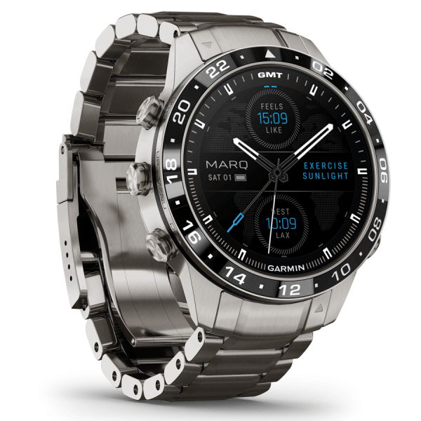 Montre Garmin Marq Gen 2 Aviator saphir titane et céramique bracelet titane 46 mm 010-02648-01