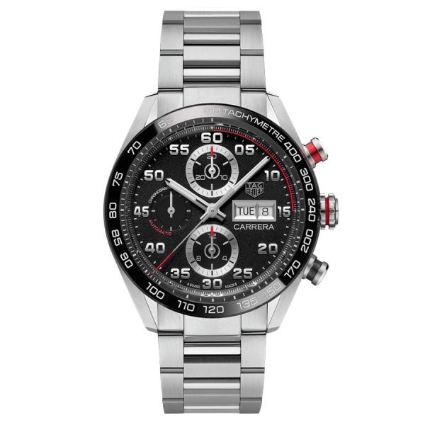 Montre TAG Heuer Carrera Chronographe automatique cadran noir bracelet acier 44 mm CBN2A1AA.BA0643