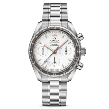 Montre Omega Speedmaster 38 automatique Co-Axial chronographe cadran argent bracelet acier 38 mm