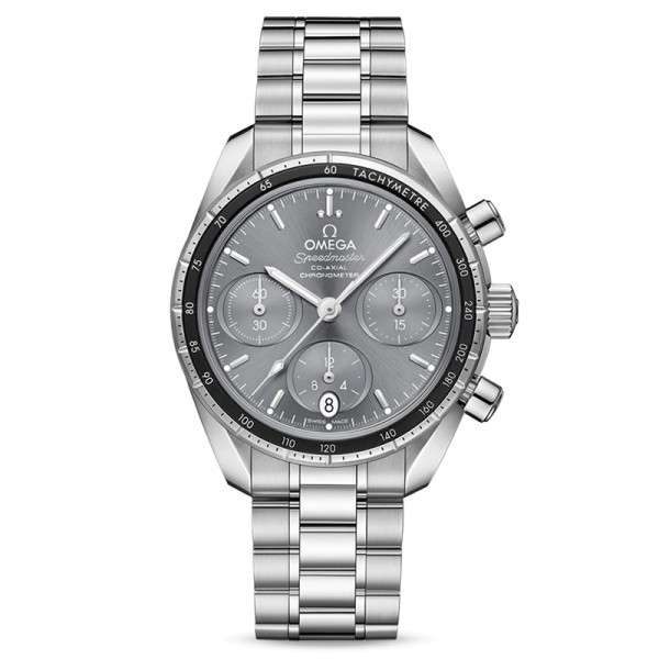 Montre Omega Speedmaster 38 automatique Co-Axial chronographe cadran anthracite bracelet acier 38 mm