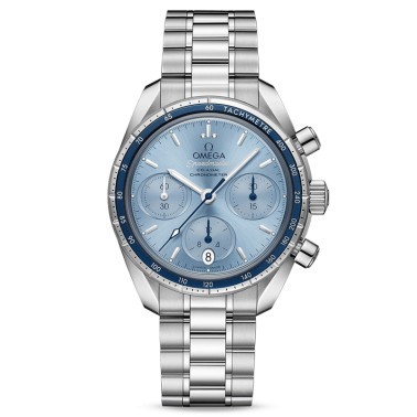 Montre Omega Speedmaster 38 automatique Co-Axial chronographe cadran bleu bracelet acier 38 mm - SOLDAT PL
