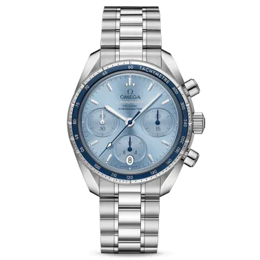 Montre Omega Speedmaster 38 automatique Co-Axial chronographe cadran bleu bracelet acier 38 mm