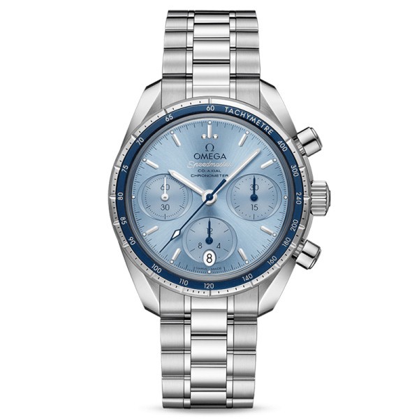 Montre Omega Speedmaster 38 automatique Co-Axial chronographe cadran bleu bracelet acier 38 mm