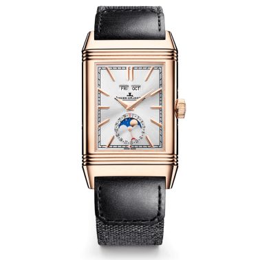 Montre Jaeger-LeCoultre Reverso Tribute Duoface Calendar Or Rose remontage manuel cadran gris bracelet cuir marron Q3912530