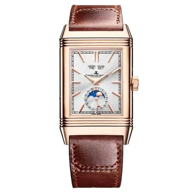 Montre Jaeger-LeCoultre Reverso Tribute Duoface Calendar Or Rose remontage manuel cadran gris bracelet cuir marron Q3912530