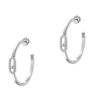 Créoles Messika Move Uno PM en or blanc et diamants