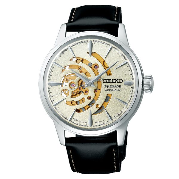 Seiko Presage Cocktail Time "Illumine" Limited Edition automatic white dial leather strap 40.5 mm