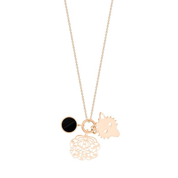 Collier Ginette NY Twenty 3 charms en or rose et onyx