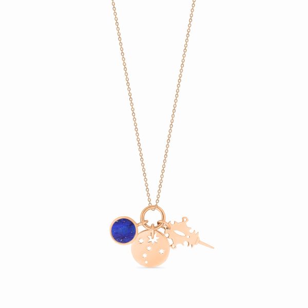 Collier Ginette NY Twenty 3 charms en or rose et lapis lazuli