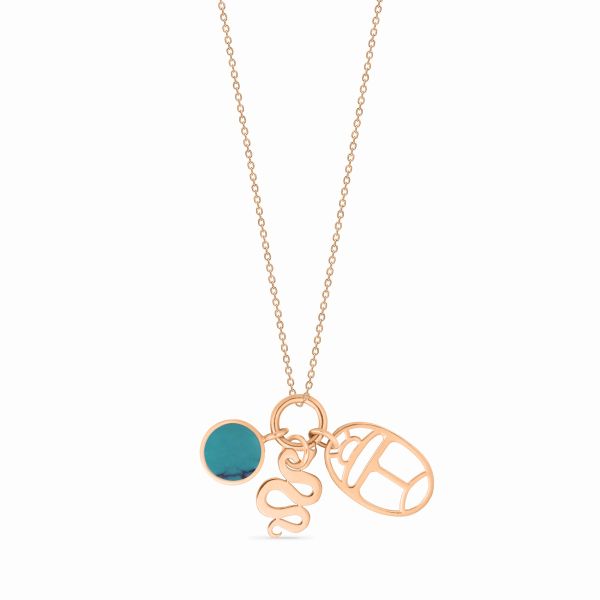 Collier Ginette NY Twenty 3 charms en or rose et turquoise