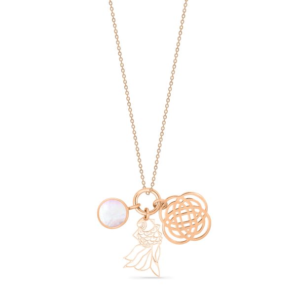 Necklace Ginette NY Twenty 3 charms in rose gold and pink mother of pearl