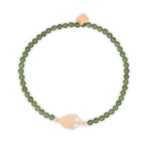 Bracelet Ginette NY Twenty Buddha Mini bead en or rose et jade