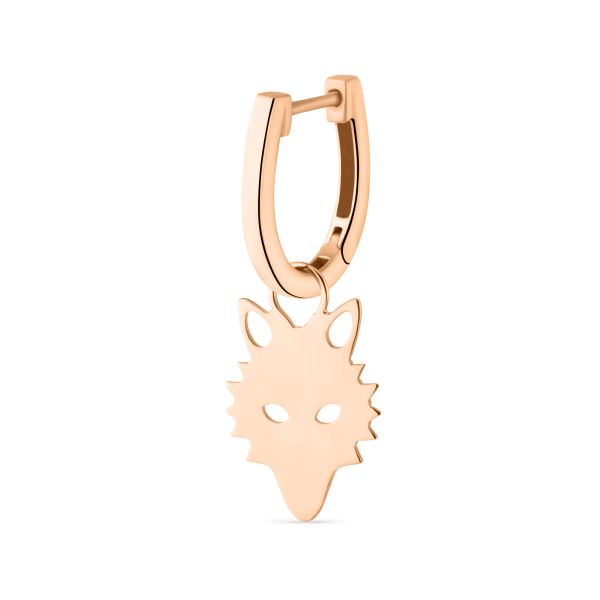 Earring Ginette NY Twenty Solo Wolf in rose gold
