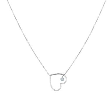 La Brune et La Blonde En Plein Cœur necklace in white gold and 0.07 carat diamond CL0141WGDI
