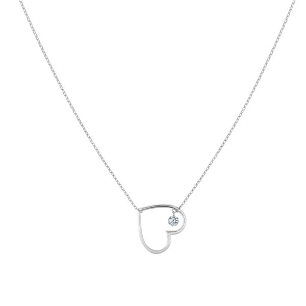 Collier La Brune et La Blonde En Plein Coeur en or blanc et diamant 0,07 carat CL0141WGDI