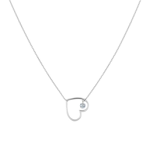 Collier La Brune et La Blonde En Plein Coeur en or blanc et diamant 0,12 carat CL0144WGDI