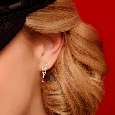 Boucle d'oreille La Brune et La Blonde Coup de Foudre en or jaune et diamant BR0001YGDI