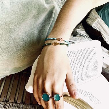 Bracelet Ginette NY Twenty Wish Mini bead en or rose et turquoise