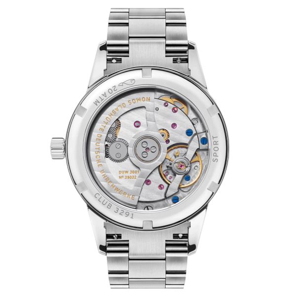 NOMOS Club Sport Neomatik Petrol automatic watch sapphire crystal back green dial petrol steel bracelet 37 mm