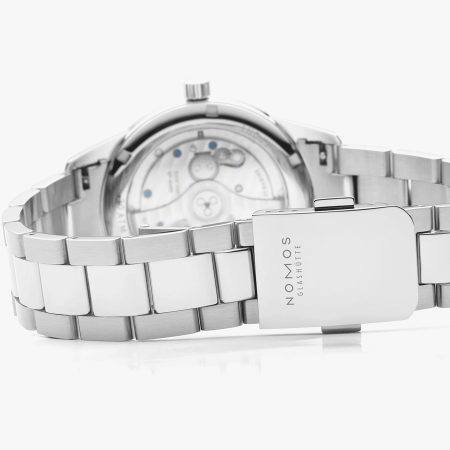NOMOS Club Sport Neomatik Petrol automatic watch sapphire crystal back green dial petrol steel bracelet 37 mm