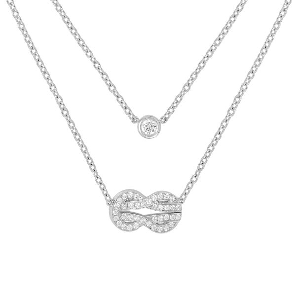 Collier double Fred Chance Infinie moyen modèle en or blanc et diamants 7B0226