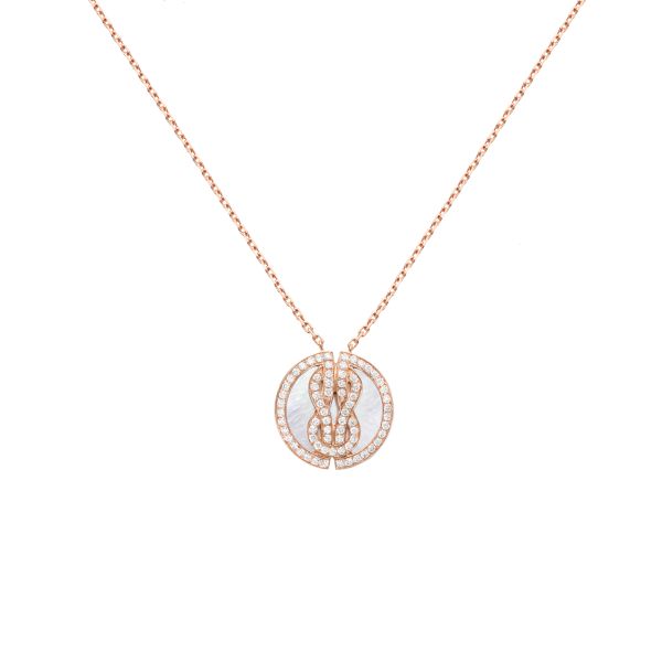 Collier Fred Chance Infinie Lucky Medals en or rose, diamants et nacre 7B0268