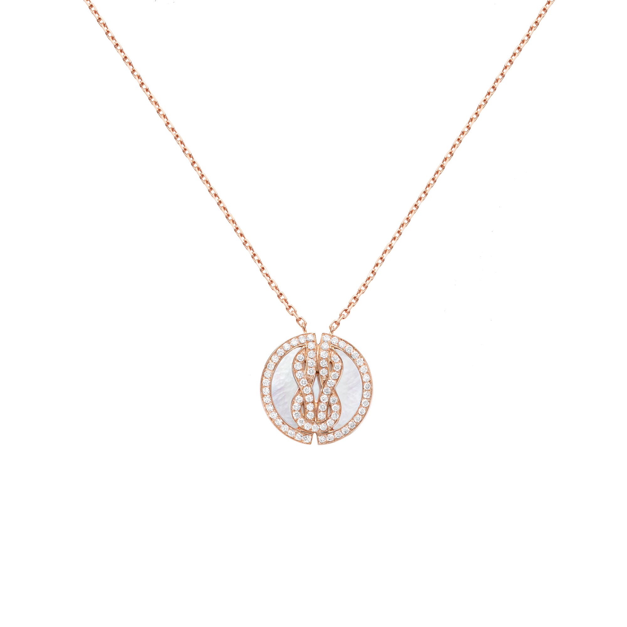 Collier Fred Chance Infinie Lucky Medals en or rose, diamants et nacre 7B0268