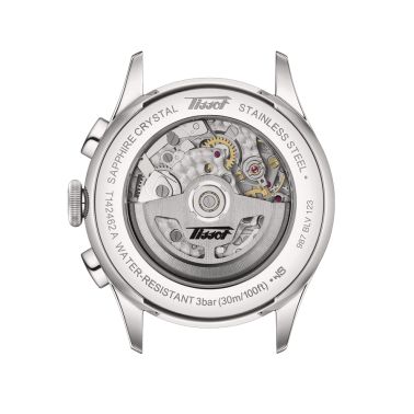 Montre Tissot Telemeter 1938 automatique cadran gris bracelet cuir marron 42 mm T142.462.16.032.00