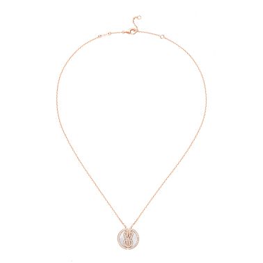 Collier Fred Chance Infinie Lucky Medals en or rose, diamants et nacre 7B0268