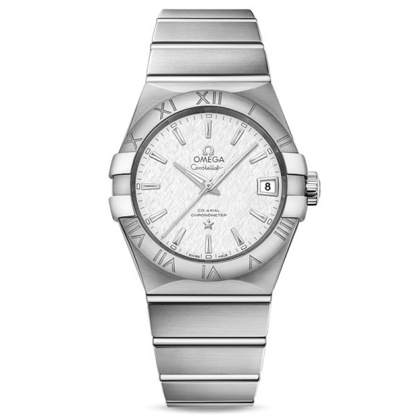 Montre Omega Constellation automatique Co-Axial cadran argent bracelet acier 38 mm