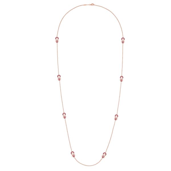 Fred Chance Infinie necklace medium model in 18k rose gold, diamonds and rubies