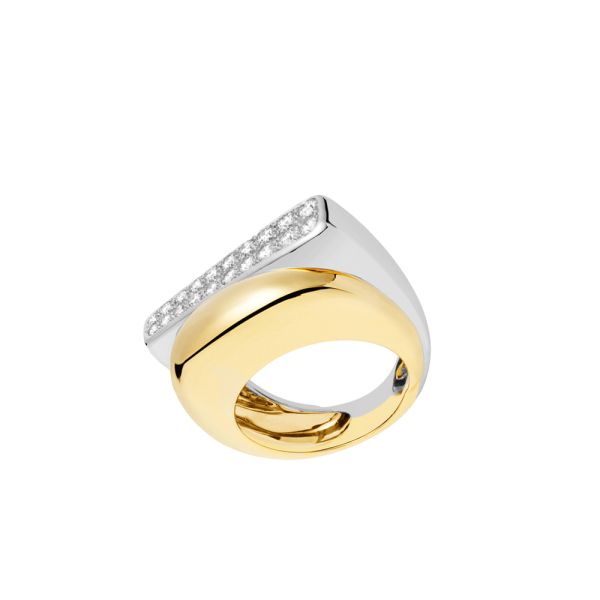 Bague Fred Success moyen modèle en or jaune, or blanc et diamants 4B0196